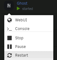 Ghost Docker app context menu