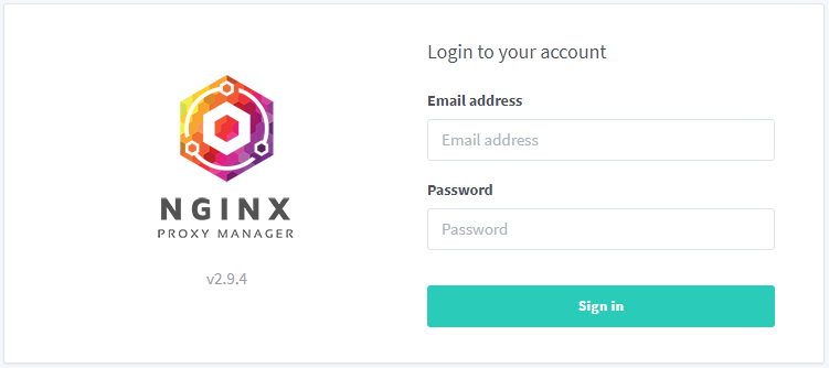 Nginx Proxy Manager login screen
