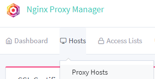 Nginx Proxy Manager navbar