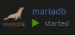 MariaDB Docker image with status "started"