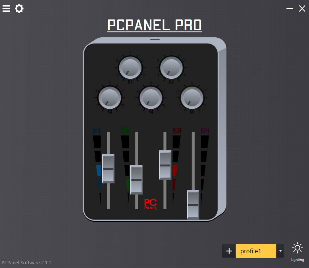 PCPanel dashboard